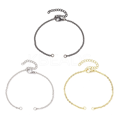 3Pcs 3 Colors Stainless Steel Cable Chain Bracelet Making AJEW-JB01231-1