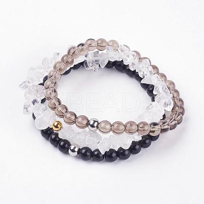 Natural Mixed Gemstone Stretch Bracelets BJEW-JB03365-04-1