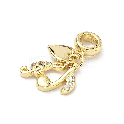 Brass Micro Pave Clear Cubic Zirconia European Dangle Charms KK-P345-50G-1