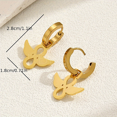 Fashionable 201 Stainless Steel Wing Hoop Earrings OI0836-1