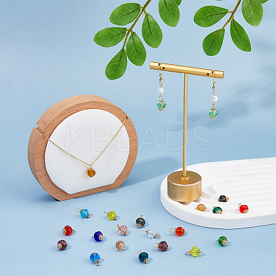100Pcs 20 Colors Electroplate Transparent Glass Charms PALLOY-AB00140-1