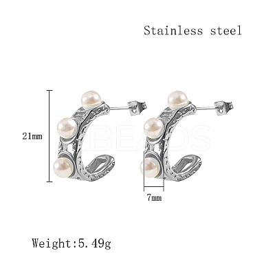 304 Stainless Steel Ring Stud Earrings FP4530-2-1