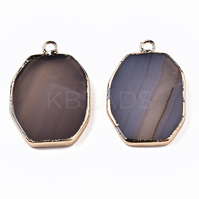 Natural Grey Agate Pendants G-S359-273-1