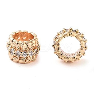 Brass Micro Pave Clear Cubic Zirconia Beads KK-U028-28G-1