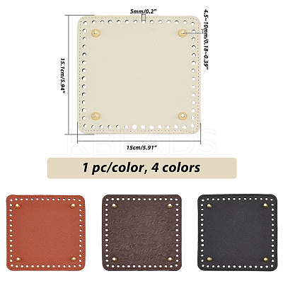 4Pcs 4 Colors Square PU Leather Knitting Crochet Bags Nail Bottom Shaper Pad DIY-PH0021-07-1