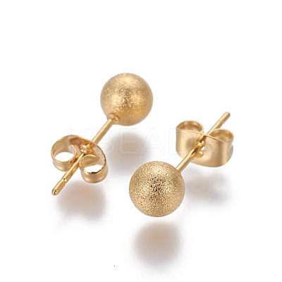 304 Stainless Steel Ear Studs EJEW-G253-6mm-G-1