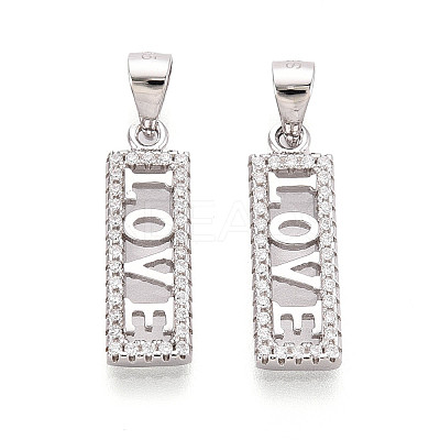 925 Sterling Silver Micro Pave Clear Cubic Zirconia Heart Hamsa Hand Pendants STER-N016-101P-1