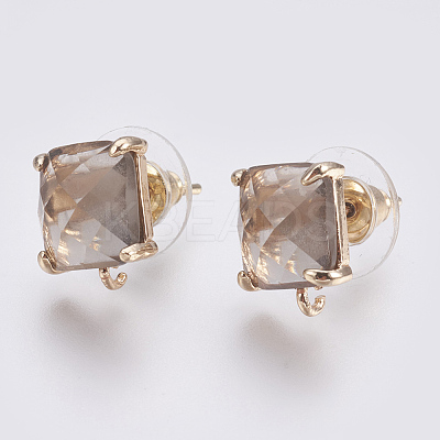 Faceted Glass Stud Earring Findings GLAA-F084-C12-1