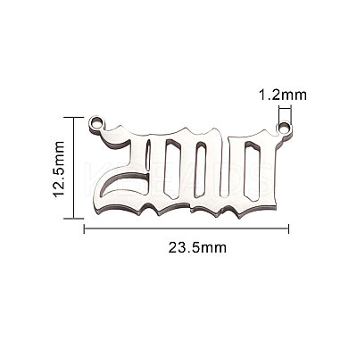 Stainless Steel Birth Year Charms STAS-CJ0001-107-1