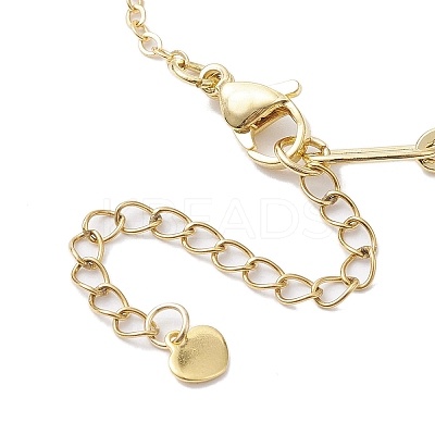 Natural Cultured Freshwater Pearl Beads Paperclip Chains Heart Charm Bracelets with Lobster Claw Clasps for Women BJEW-JB10192-1