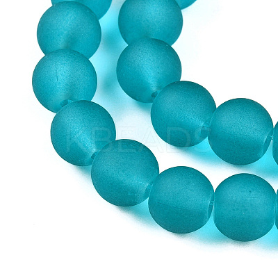 Frosted Transparent Glass Beads Strands GLAA-S031-8mm-37-01-1