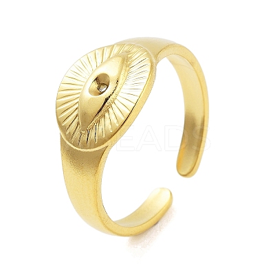 Real 18K Gold Plated 304 Stainless Steel Open Cuff Rings for Women LS-RJEW-B061-01G-02-1