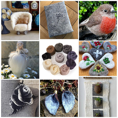 50G 10 Styles Needle Felting Wool Roving DIY-TA0012-77-1