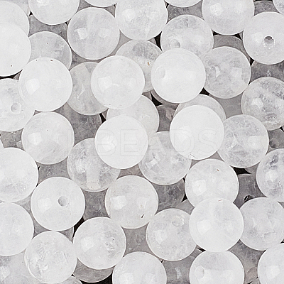 120Pcs Round Natural White Jade Beads G-PA0001-07A-1