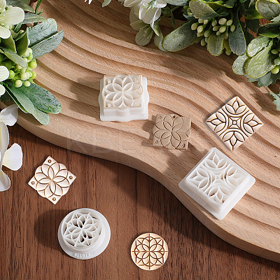 3Pcs 3 Styles Retro Flower Pattern Resin Clay Pressed Molds DIY-CP0010-32-1