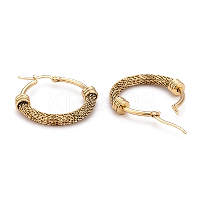 304 Stainless Steel Mesh Hoop Earrings EJEW-O096-09B-G-1