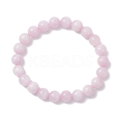 Round Natural Kunzite Beads Stretch Bracelets for Women BJEW-JB12235-1