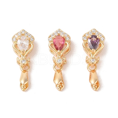 Golden Brass Micro Pave Clear Cubic Zirconia Ice Pick Pinch Bails KK-B100-049G-1