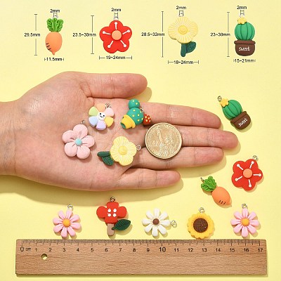 28Pcs 14 Styles Opaque Resin Pendants RESI-CJ0002-54-1
