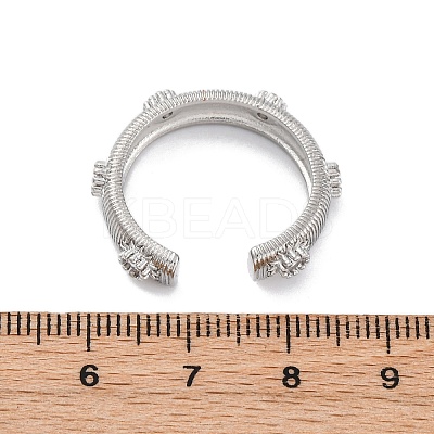 Brass Micro Pave Clear Cubic Zirconia Cuff Rings for Women RJEW-Q009-11P-1