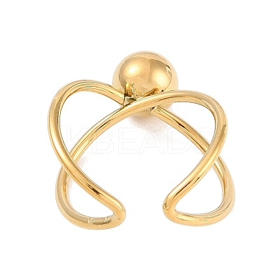 Ion Plating(IP) 304 Stainless Steel Round Open Cuff Ring RJEW-C097-06G-1