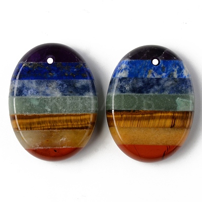 Chakra Style Assembled Natural Amethyst & Lapis Lazuli & Sodalite & Green Aventurine & Tiger Eye & Topaz Jade & Red Jasper Pendants G-R478-12-1