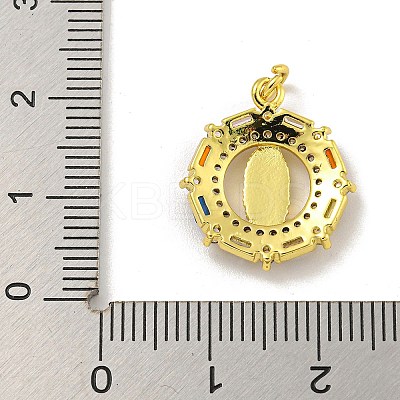Virgin Mary Theme Rack Plating Brass Micro Pave Cubic Zirconia Pendants KK-C074-70G-02-1
