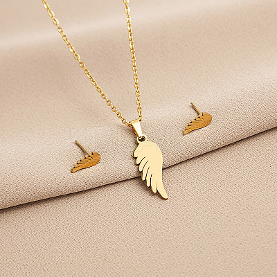 304 Stainless Steel Pendant Necklaces & Stud Earrings Sets WG82A44-41-1
