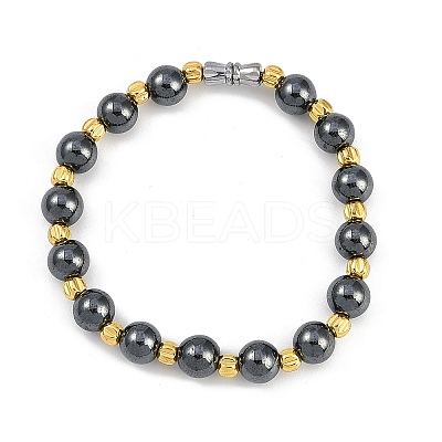 Synthetic Non-magnetic Hematite Beaded Stretch Bracelets for Women Men BJEW-F480-02B-1