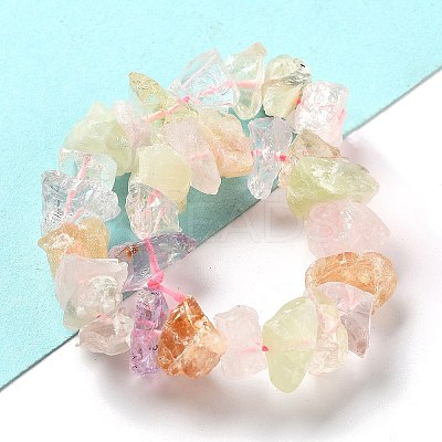 Raw Rough Natural Amethyst & Rose Quartz & Quartz Crystal & Citrine Beads Strands G-P528-A18-01-1