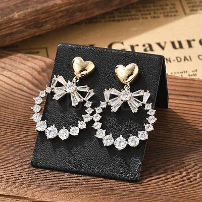 Brass Clear Cubic Zirconia Stud Earrings EJEW-D301-06G-01-1