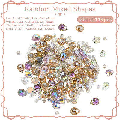 114Pcs Transparent Electroplate Glass Beads GLAA-PA0001-17A-1