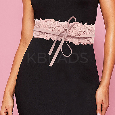 Imitation Leather Flower Lace Wide Chain Belts AJEW-WH20077-032C-1