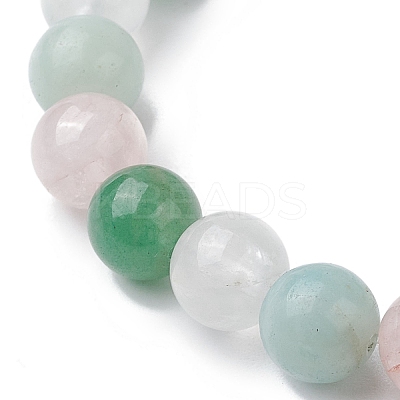 8mm Round Natural Rose Quartz & Amazonite & Green Aventurine & Quartz Crystal Beaded Stretch Bracelets for Women BJEW-JB10625-02-1