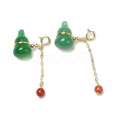 Natural Green & Red Agate Gourd Pendant Decorations G-K341-14G-1