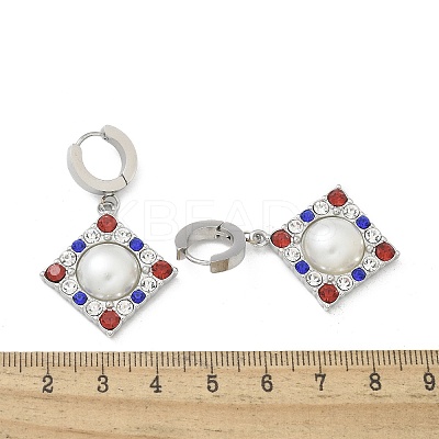 304 Stainless Steel Rhombus Hoop Earrings EJEW-A119-11P-1