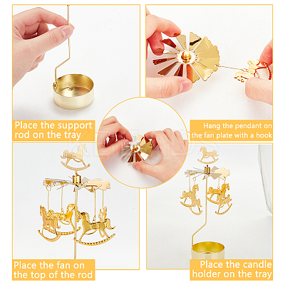 Stainless Steel Spinning Rotary Candle Holder Stand DIY-WH0304-976E-1