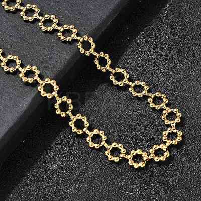 304 Stainless Steel Flower Link Chain Necklaces for Women NJEW-Z091-06G-1