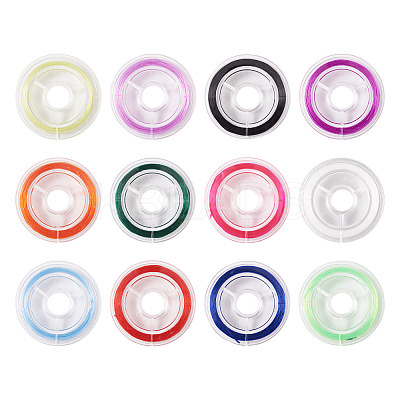 12 Rolls 12 Colors Strong Stretchy Beading Elastic Thread EW-TA0001-05-1