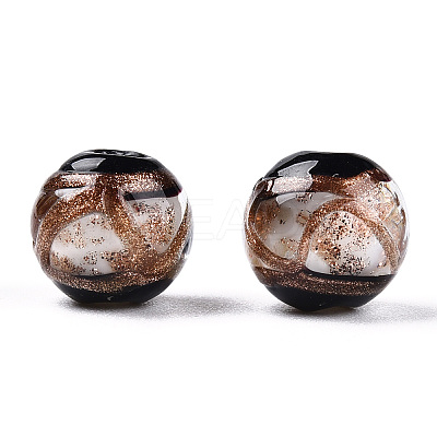 Handmade Gold Sand Lampwork Beads LAMP-T019-12mm-01-1