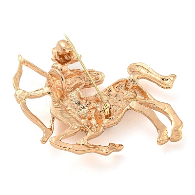 Golden Zinc Alloy with Rhinestone Brooches LS-JEWB-B018-03G-09-1