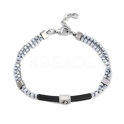 Synthetic Non-magnetic Hematite Beaded Bracelets BJEW-S156-03P-A-1