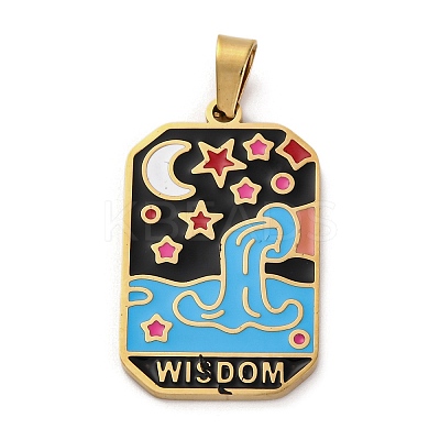 Ion Plating(IP) 304 Stainless Steel Enamel Pendants STAS-Q003-01G-013-1