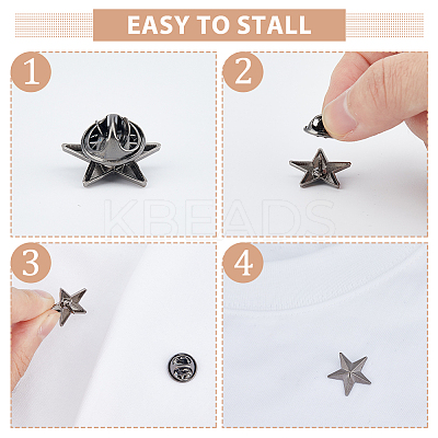 24Pcs Alloy Star Lapel Pin Brooches JEWB-FH0001-37B-1