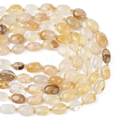 Natural Yellow Hematoid Quartz/Golden Healer Quartz Beads Strands G-G453-D15-01-1