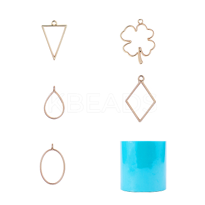 Matte Style Rack Plating Alloy Open Back Bezel Pendants PALLOY-OC0001-45-1