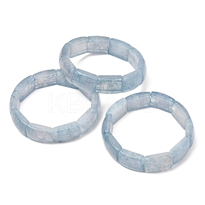 Rectangle Natural Dyed White Jade Imitation Aquamarine Beaded Stretch Bracelets for Women Men GG-CBA9ACE-C11-1
