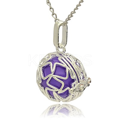 Silver Color Plated Brass Hollow Round Cage Pendants KK-J231-09S-1