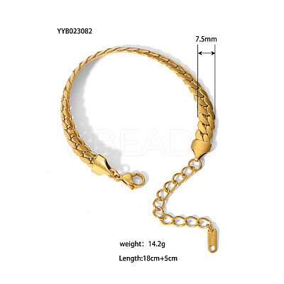 European Style 304 Stainless Steel Cuban Link Chains Bracelet for Women HM2215-13-1