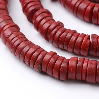 Natural Coconut Flat Round Bead Strands COCB-O003-10D-1